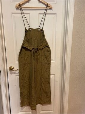 Anthropologie Heihei Olive Green Utility Jumpsuit with Adjustable Drawstring